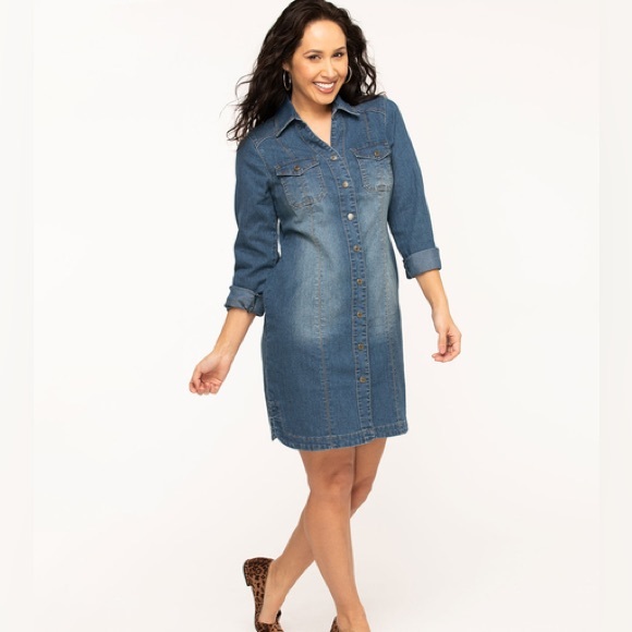 Mid Wash Denim Shirt Dress - Picture 4 of 5